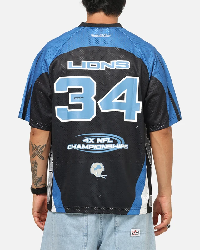 Mitchell & Ness Detroit Lions Warehouse Rave Jersey Black/Blue/White L