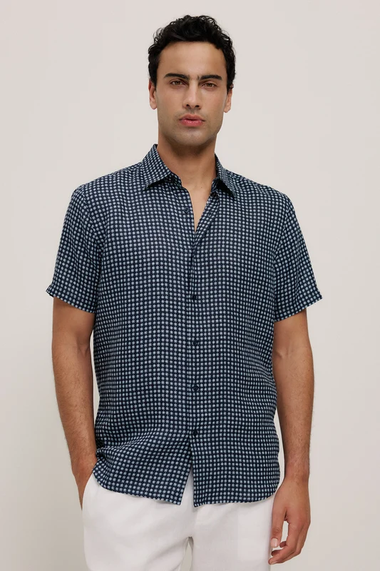 Mesa Linen Short Sleeve Shirt Navy / XX-Large