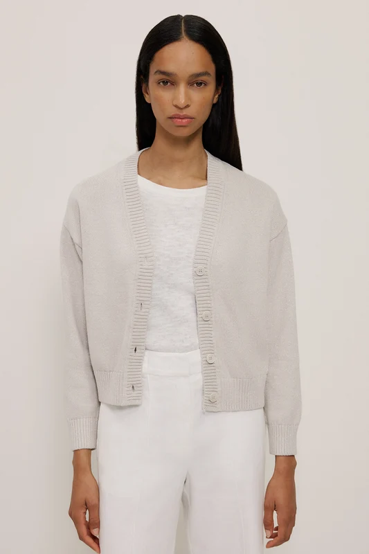 Metallic Knit Relaxed Cardigan Silver / XL