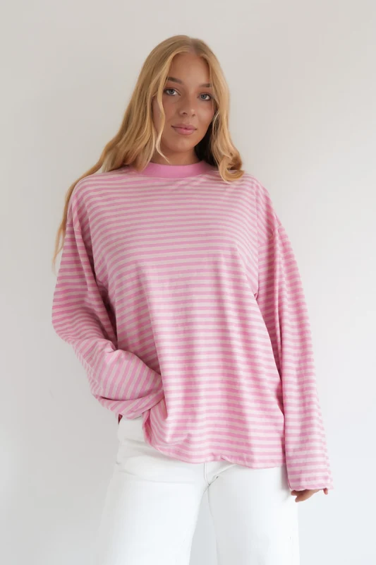 Paloma Long Sleeve Stripe Tee Pink Pink / AU 12