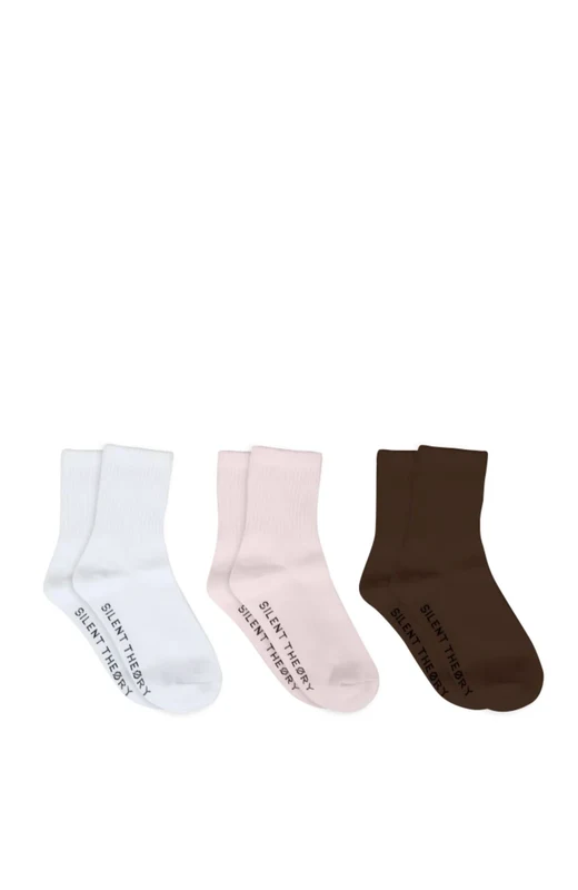 Silent Luxe Sock 3PK Pale Pink OSFA