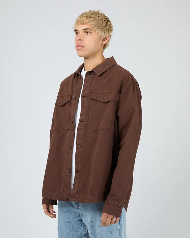 Silent Theory Mens Fade Overshirt - Chocolate Chocolate / L