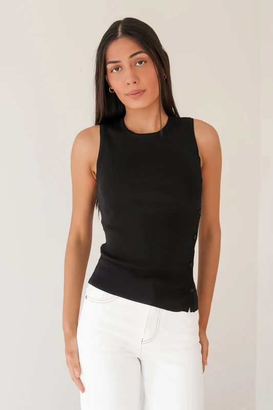 Ollie Button Down Knit Tank White / AU 14
