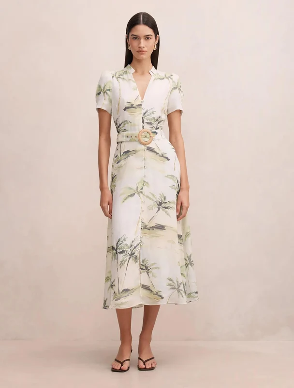 Bree Printed Shirt Midi Dress Aegean Tropic 06