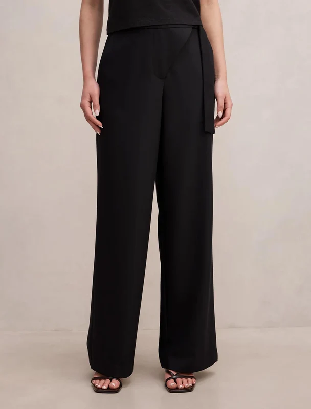Mila Wrap Wide Leg Pants Black 16