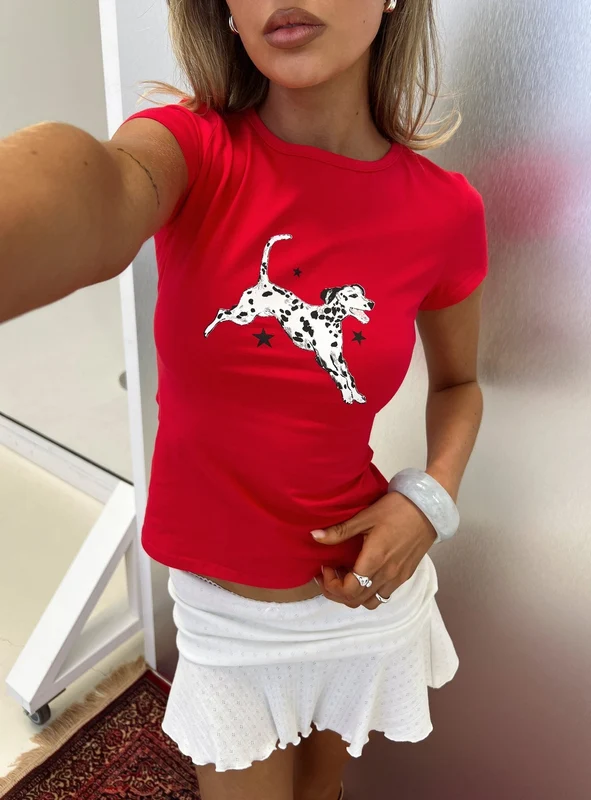 Dalmation Love Graphic Baby Tee Red AU 14 / Red