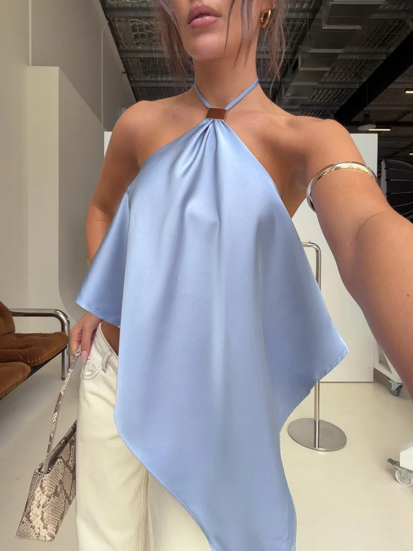 Lisada Halter Asymmetrical Top Blue AU 4 / Blue