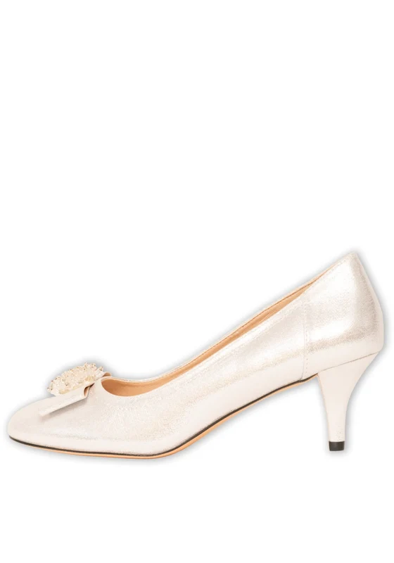 Gran Low Heel Court With Bow - Silver Shimmer Silver Shimmer / 37