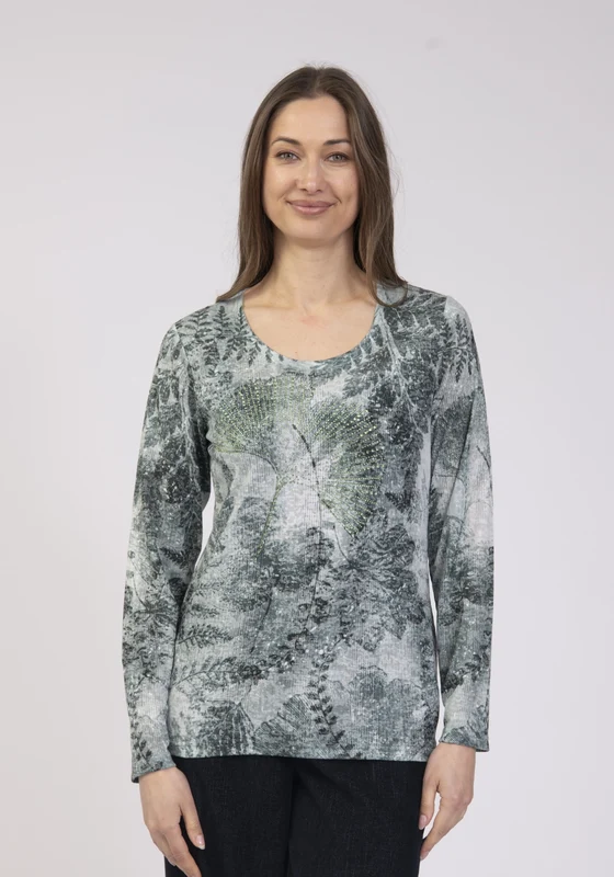 Printed Slub Top - Green Green / L
