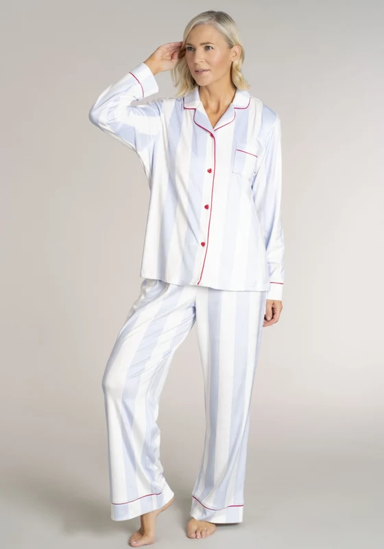 Supersoft Heart Button Pyjama Set - Blue Light Blue / L