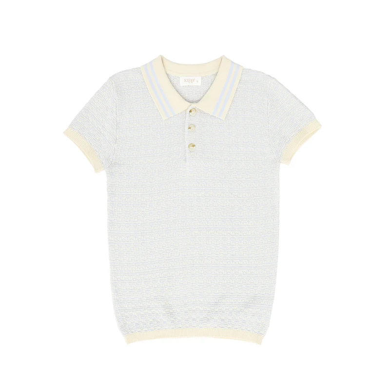 KIPP BLUE TEXTURED KNIT TRIM COLLAR SWEATER [FINAL SALE] 3X
