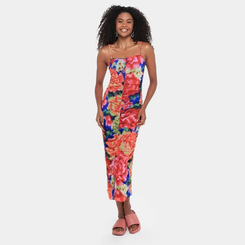 Vestido Farm Chita Astral - Feminino - Azul