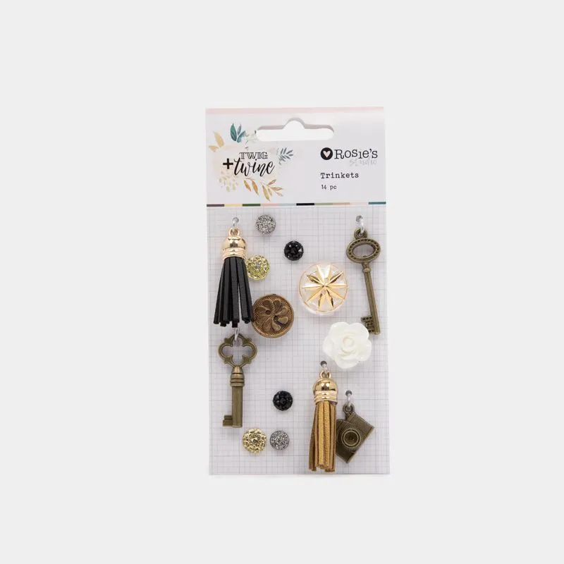 Dijes y adornos para scrapbooking x14 piezas, rosie's