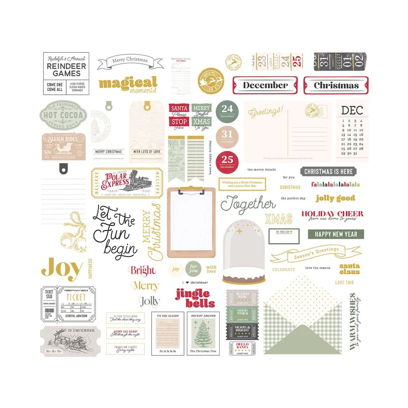 Rosie's Studio Sleigh Bells Ring Cardstock Die-Cut Ephemera - Sentiments