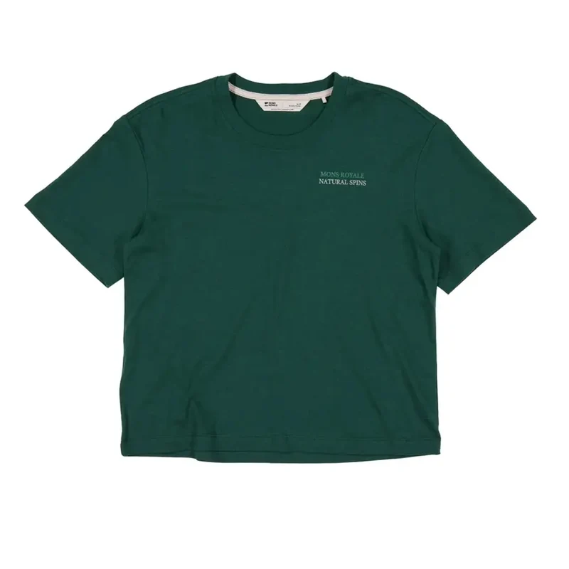 Mons Royale Women's Yonder Merino Organic Cotton Short Sleeve Dark Pine / XS