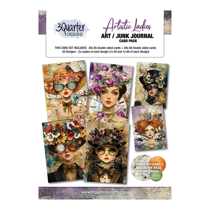 3 Quarter Designs Artistic Ladies Card Pack - Art Junk Journal