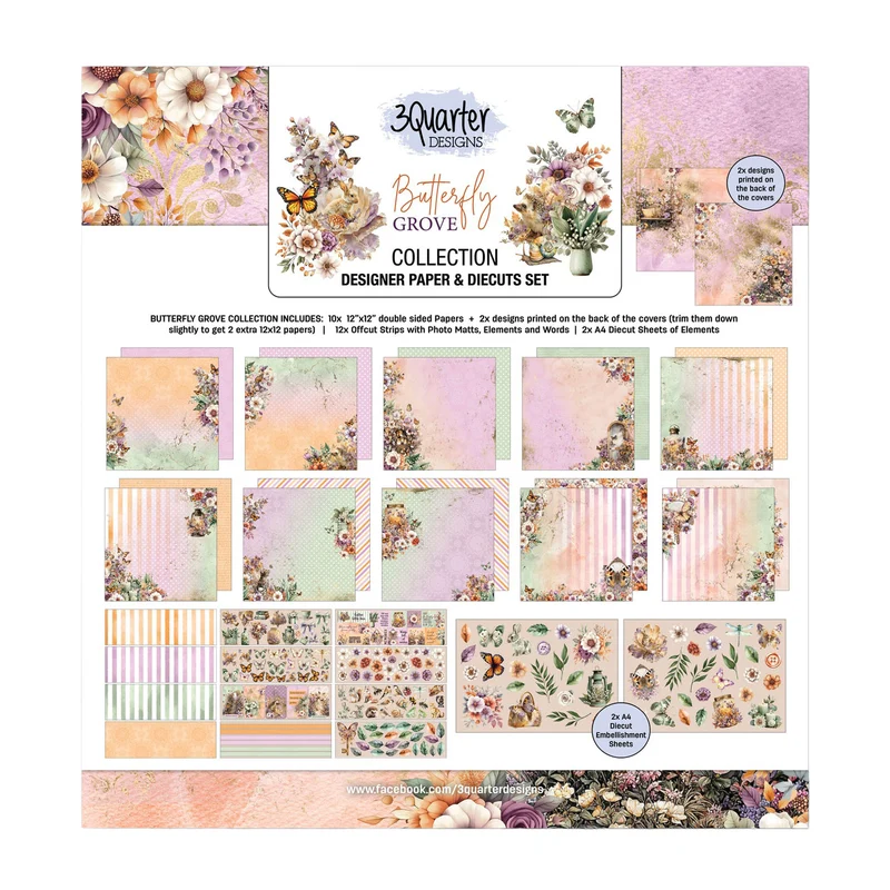 3 Quarter Designs Collection Pack 12" x 12" - Butterfly Grove