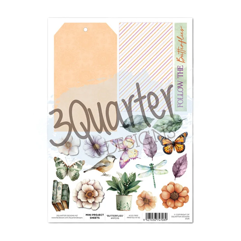 3 Quarter Designs A4 Mini Project Sheet - Butterfly Grove