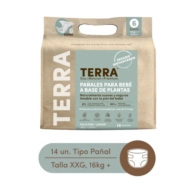 Pañales Terra Biodegradables Talla XXG 14 un.