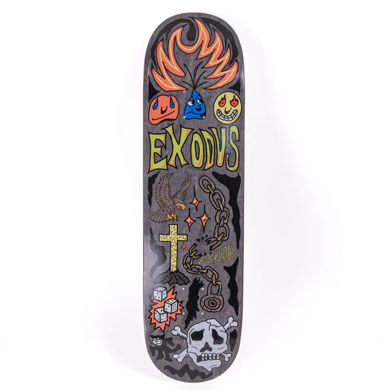 Exodus Sketchy Mellow Concave Skateboard Deck - Dark Grey Stain 8.38