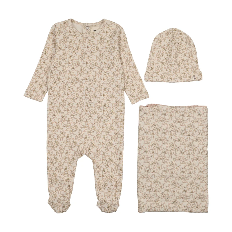 MEMA KNITS PINK LEAF PRINT SET [FINAL SALE] 3M