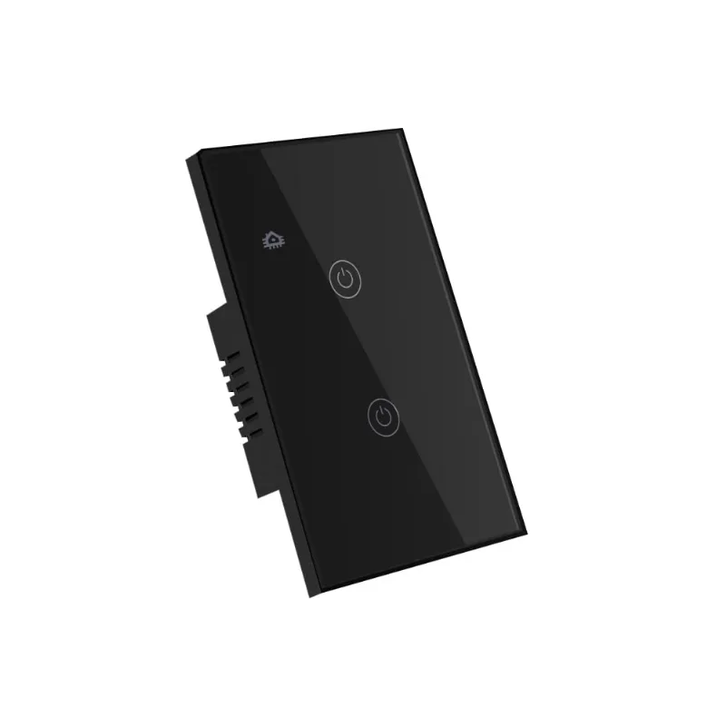 Interruptor Inteligente Wifi Doble 2 Botones Negro