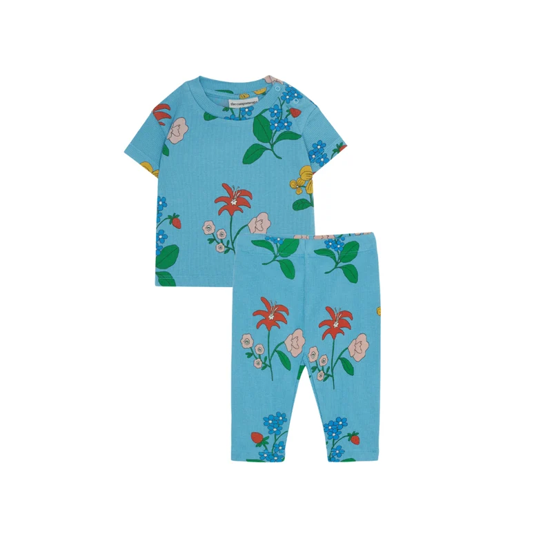 THE CAMPAMENTO BLUE FLORAL RIBBED SET [FINAL SALE] 12-18M