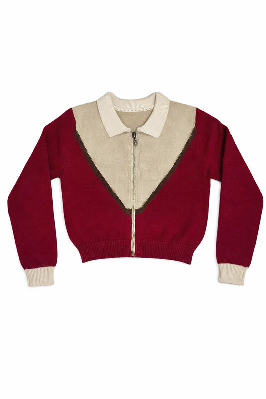 COTTIER RUBY COLORBLOCK KNIT COLLAR SWEATER 14