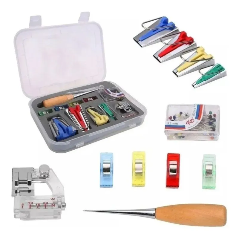 Kit para Fazer Viés Manual 4 Medidas + Calcador Patchwork cy-btm