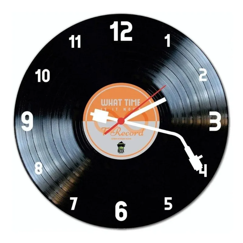 Relógio De Parede - Disco De Vinil Laranja Relogio Retro