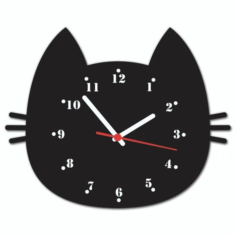 Beek Geek's Stuff Relógio De Parede 30x30cm, Modelo Gato Bigode, Preto