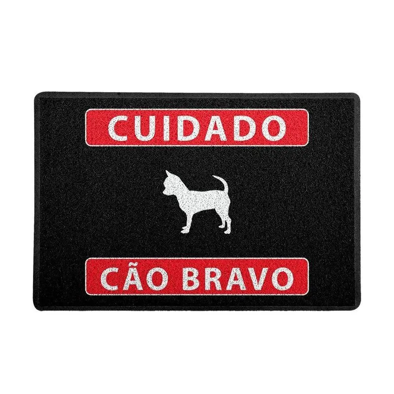 Capacho/tapete 60 X 40 Cm - Cuidado Cão Bravo, 60 X 40 Cm