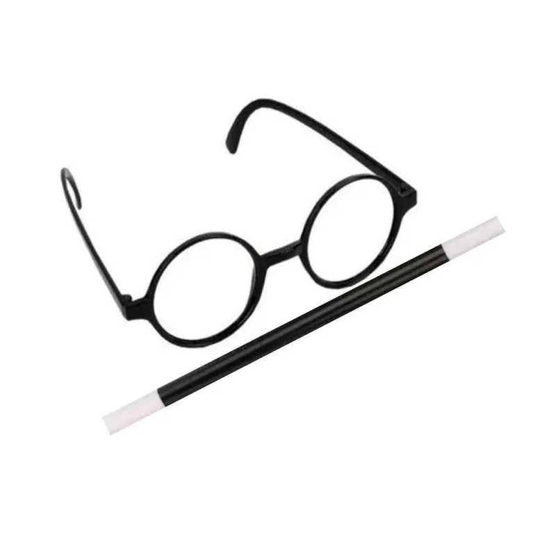 Kit Mágico Bruxo Óculos E Varinha Mágica Fantasia Halloween