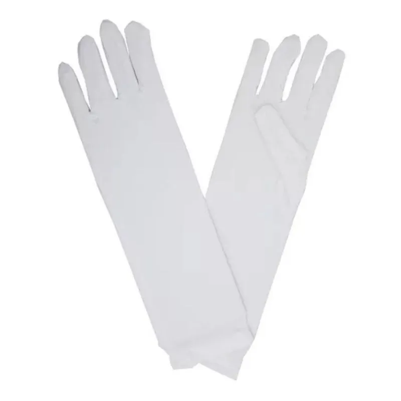 Luva Média Para Fantasia Em Helanca 30cm Branco 1 Par Extra Festas