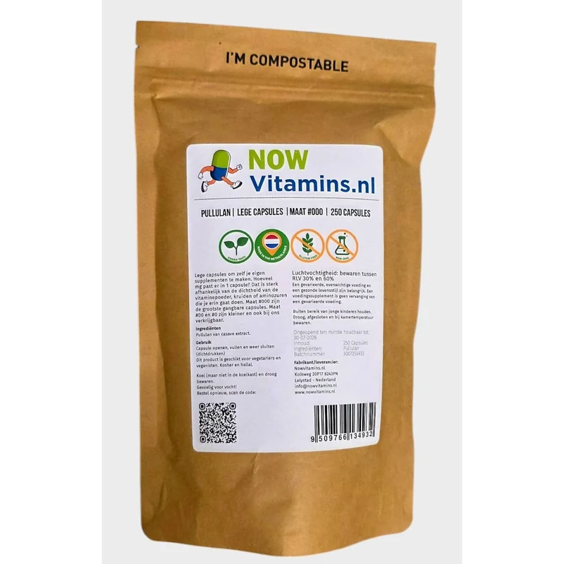 Vitarium Pullulan lege capsules mt 000 250 stuks