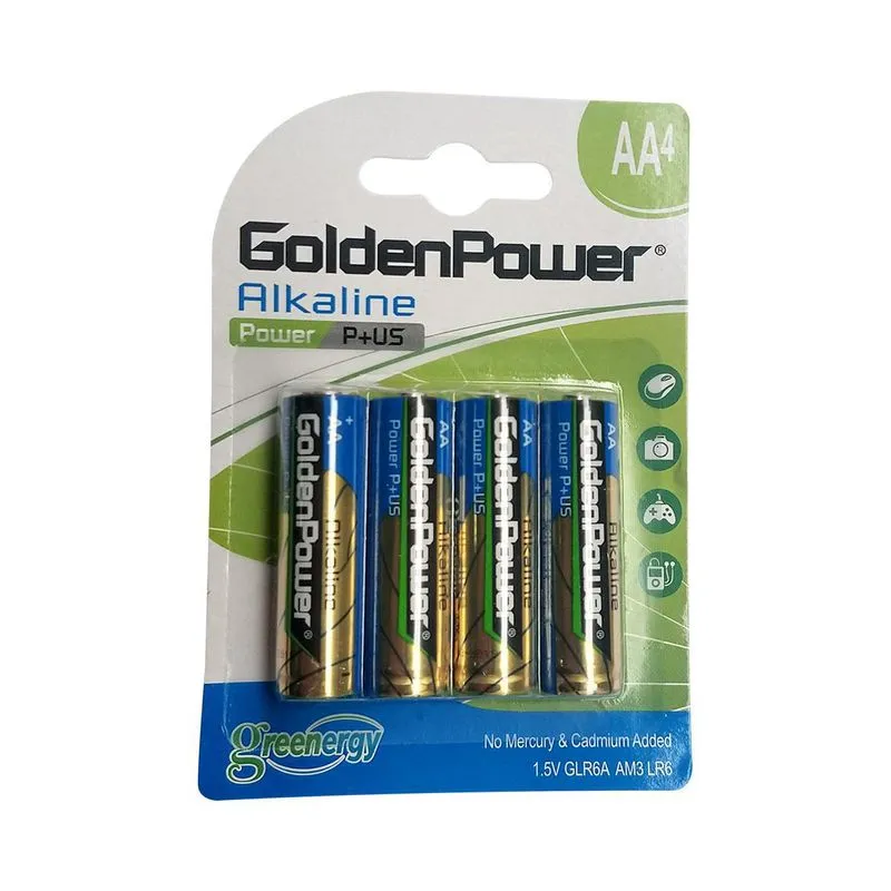 Cartela 4 Pilhas Golden Power Aa Glr6a Am3 Lr6