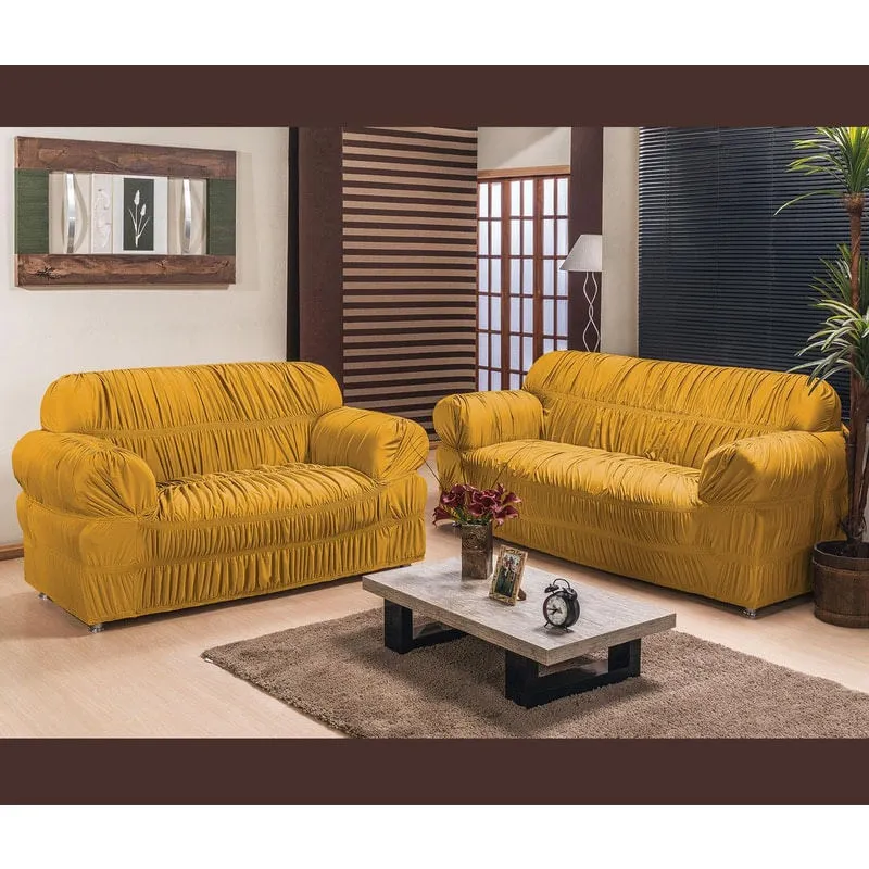 Capa de Sofá 2 e 3 Lugares Malha Grossa 21 Elásticos OCRE