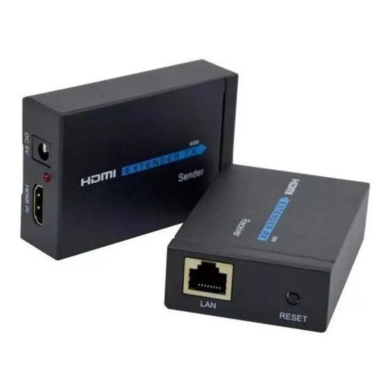 Extensor Hdmi 60 Metros Para Cabo Rede Com 2 Fontes Rj45 Cat5/6