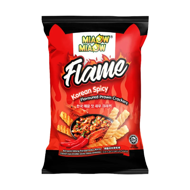 MIAOW MIAOW CHIPS FLAME KOREAN SPICY PRAWN CRACKER 50 GM