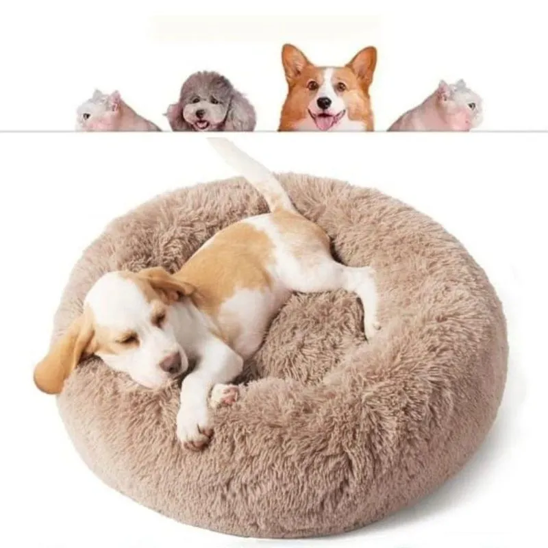 Cama Pet Oem Nuvem Donut Para Cães E Gatos Pequeno Porte Em Pelúcia Caramelo Tamanho M 1 Unidade