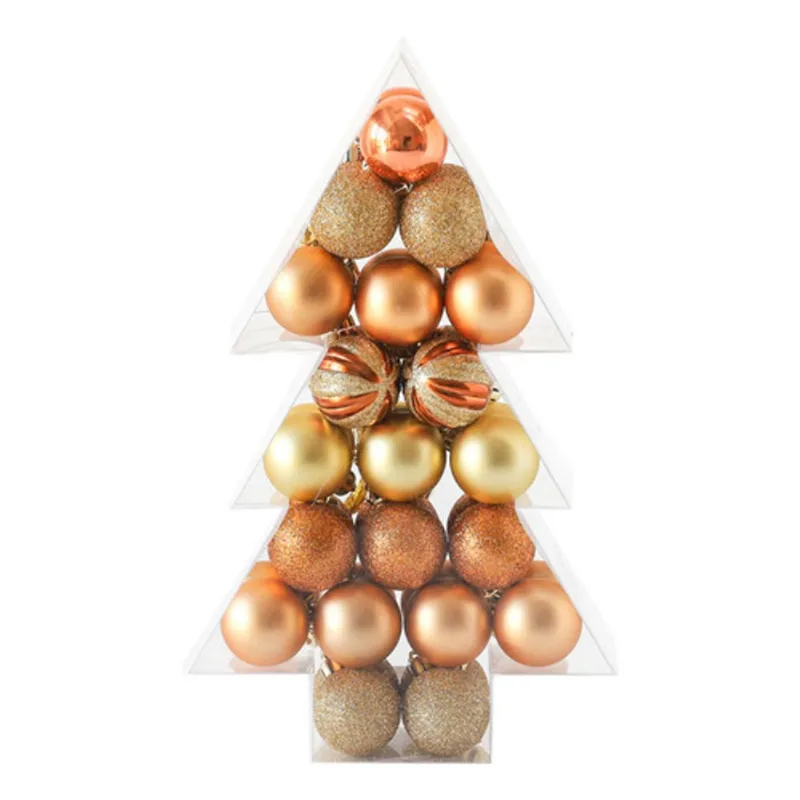 Set 40 Esferas Bolas Navidad Adornos Navideños 4cm Dorado