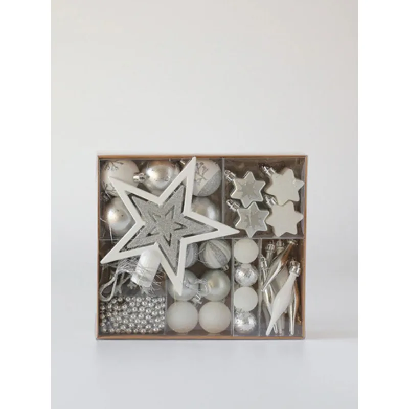 Set Completo Navidad 52 Unidades Plateadas Gris