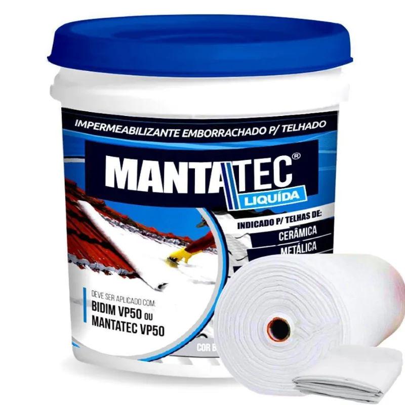 Kit Manta Liquida Emborrachada 12Kg + 10M2 Bidim Ceramica