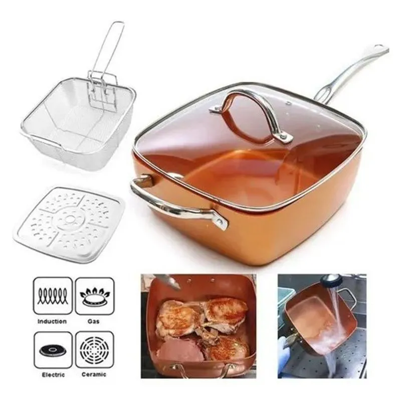 Kit Profissional Caçarola Antiaderente Maxchef Frigideira Titânio Cerâmica Cobre