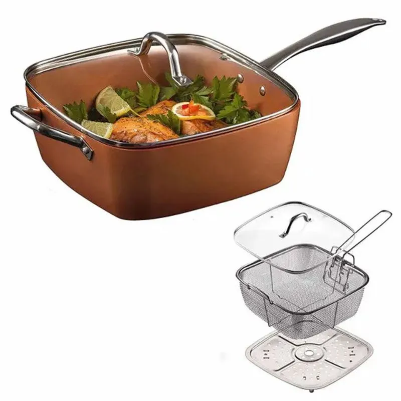 Super Kit Profissional Panela Caçarola Fritadeira Titânio/antiaderente Maxchef Cobre