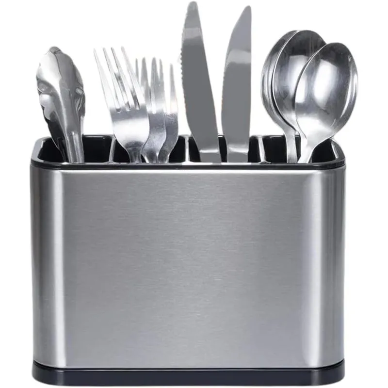 Super Porta Talheres Escorredor 4 Divisorias Drenagem De Água Aço Inox Escovado 316
