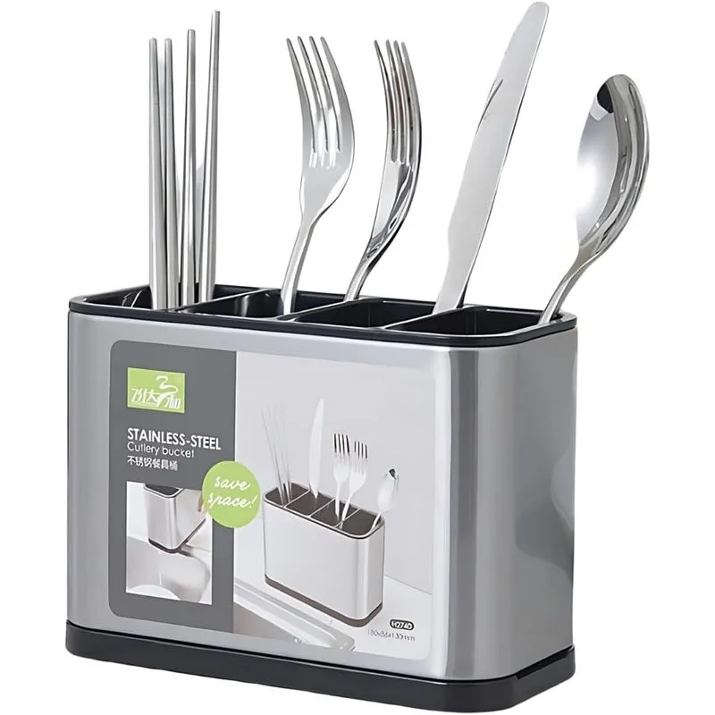 Super Escorredor Porta Talheres Pia Cozinha C/ Divisórias Aço Inox Escovado 316