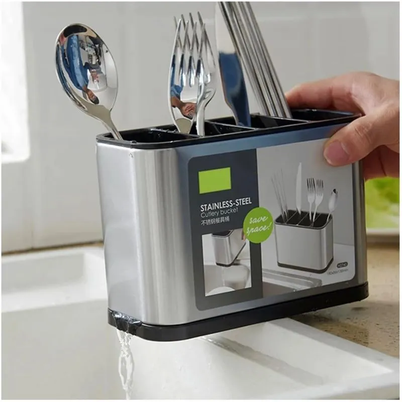 Escorredor Porta Talheres Pia Silver Inox 316 Home 18x13cm Anti Ferrugem