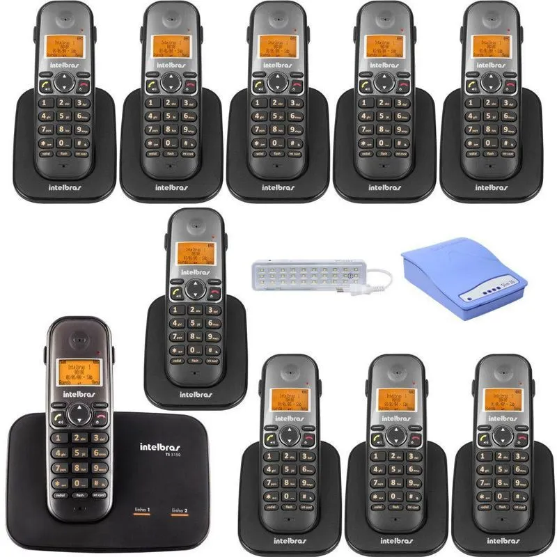 Kit Telefone Sem Fio Ts 5150 Com 9 Ramal Bina E Entrada Chip