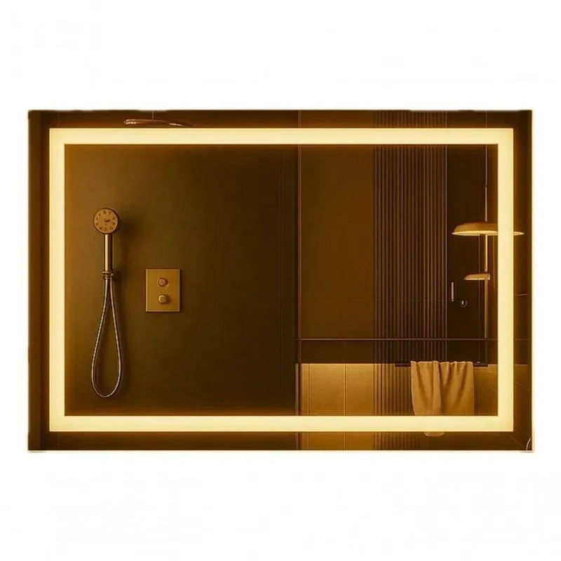 Espelho Retangular 40x60 Led Jateado Frontal Banheiro Touch Bivolt Quente-horizontal